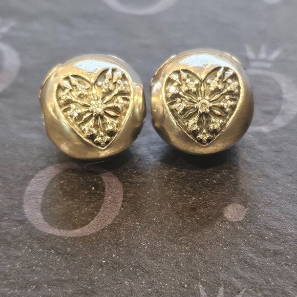 Pair of PANDORA *RETIRED*Sterling Silver Heart of Winter Clip w/cz's 796388CZ - Picture 9 of 10